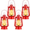 custom wholesale 4 pcs led vintage lanterns battery operated lantern warm white old hurricane lantern antique metal hanging led lantern lamp with dimmer switch for indoor table outdoor camping lighting (red) oem/odm services