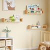 bulk purchase fixwal nursery shelves, 16.5 inch floating bookshelves for wall set of 3, baby nursery decor, solid wood wall mounted shelves for books (natural wood) trade price