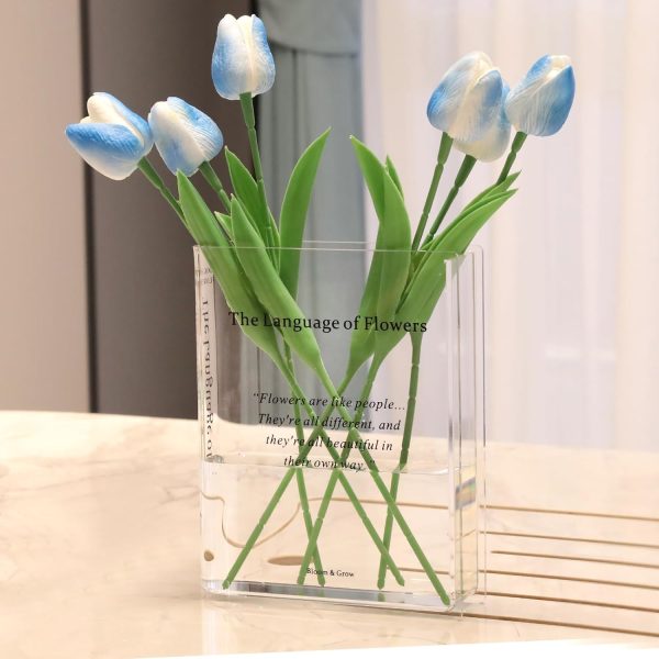 oem/odm services book vase for flowers home décor,artistic and cultural flavor decorative acrylic clear vase for home and office,creative gifts for book lovers. (transparent) affordable bulk deals