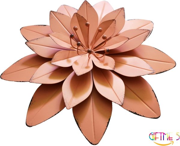 factory direct giftme 5 dusty light pink floral metal wall art decor(11.5x2 inch，1pc) volume discount