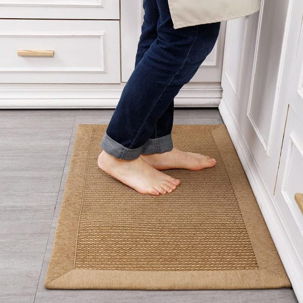 manufacturer direct lufeijiashi small kitchen rugs and mats non skid washable kitchen runner rug absorbent farmhouse style kitchen floor mats for in front of sink (light coffee, 20x32) trade price