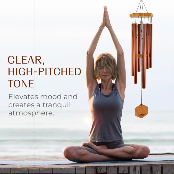 producer to buyer upblend outdoors wind chimes for outside - deep tone wind chimes, windchimes outdoors, memorial, sympathy, loss of loved one, gifts for women, ideas for mom, grandma, outdoor porch, 29" copper red discounted pricing