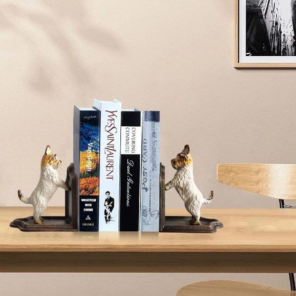 supplier direct decorative bookends - cast iron dogs sculptural bookend pair - heavy duty dog statue, vintage shelf décor wholesale prices