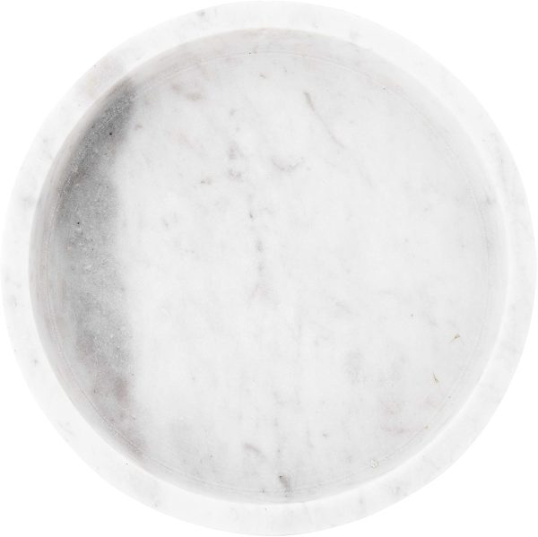 wholesale direct creative co-op minimalist round carved marble tray or charcuterie board, white, 8" bulk purchase at factory prices