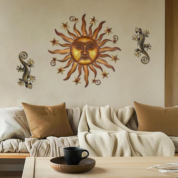 factory direct liffy 24" sun metal wall art outdoor decor - 3d sun face metal wall sculpture - hanging decoration gift ideal for home accent, bedroom, garden, patio, farmhouse - lively and vibrant volume discount