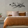 factory direct metal birds wall art, metal vivid birds on branch silhouette wall decor black leaves with bird outdoor metal hanging wall sculpture for home balcony garden(large) volume discount