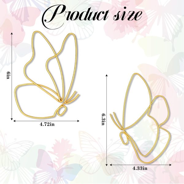 factory direct hotop 6 pieces metal butterfly wall decor metal wall art heart hanging decorations wire flowers decor wall decals for kitchen bathroom indoor outdoor wedding birthday party (gold,butterfly) volume discount