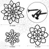 factory direct moxweyeni 3 pieces metal flowers wall decoration, metal rustic wall art decoration farmhouse wall decorations multiple floral hanging decoration for bathroom home office(black, modern style) volume discount