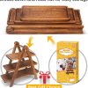 wholesale direct manspdier wood 3 tier serving tray three tiered cupcake stand, rectangle serving platter wooden farmhouse, party serving brown decorative tray decor bulk purchase at factory prices