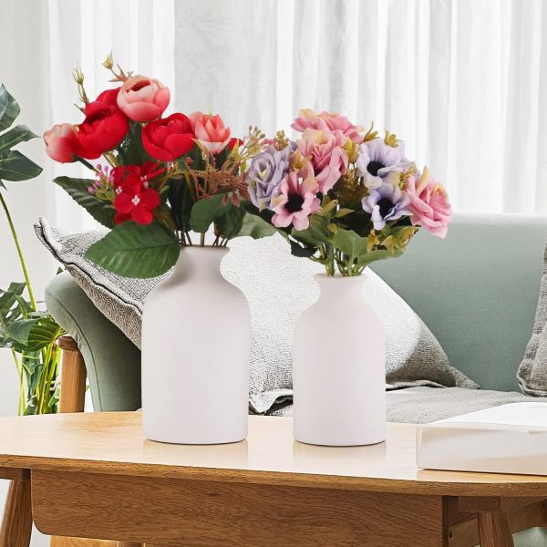 oem/odm services ceramic white small vase, dry flower vases minimalism style for modern table shelf home decor, fit for fireplace bedroom kitchen living room centerpieces office desk gift (white, small) affordable bulk deals
