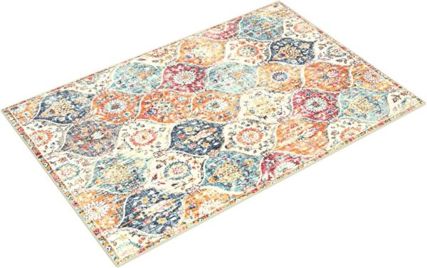 global sourcing lahome moroccan trellis area rug, 2x3 entry rug non-slip washable indoor door mat, small oriental accent throw rug for bedroom kitchen entryway bathroom (cream, 2x3ft) oem/odm services