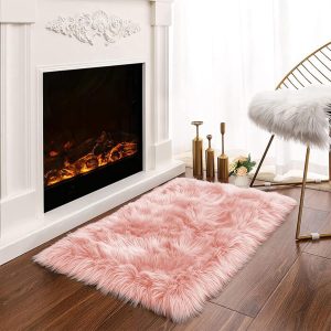 global sourcing latepis pink 2x3 faux fur rug for bedroom decor for teen girls throw fuzzy fluffy furry sheepskin rug for sofa cushion luxury home décor rectangle oem/odm services