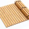 manufacturer direct strand woven bamboo bath mat bathroom rugs floor wood shower bathtub waterproof non slip accessories 16x24 inch easy to clean, suitable for outdoor, light color, 1 pc trade price