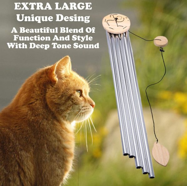 producer to buyer 5' big extra large 57" wind chime deep tone tuned resonant bass sound church windchime outdoor unique memorial sympathy-garden hanging decorations yard bells, silver discounted pricing