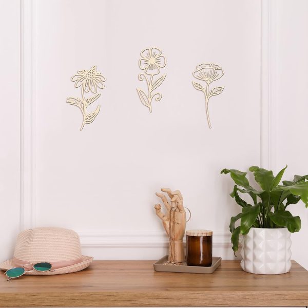 bulk purchase perkoop 8 pcs wooden wildflowers wall decor colorable wooden flowers cutout signs boho wood flowers wall decals hanging sculpture for kids nursery wall art bedroom living room decor (elegant style) trade price