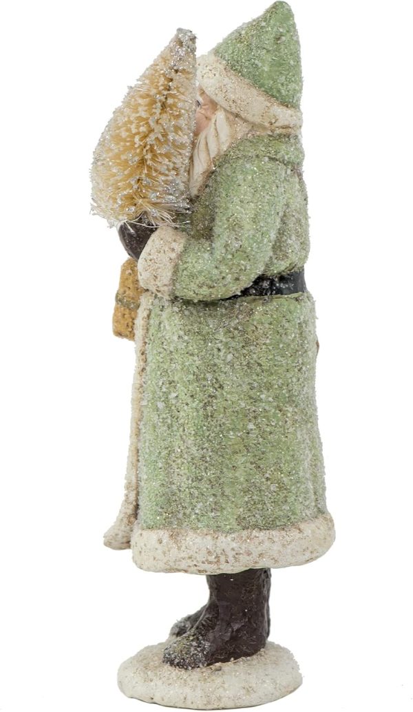 dropship from factory raz imports glittered resin santa figure (green) mass production supply