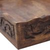 wholesale direct hand carved wooden serving tray - decorative breakfast tray with handles - rustic wooden food tray with intricate detail - unique furnishing accent - natural finish - 17 x 13 x 2.5 inch - cotton craft bulk purchase at factory prices