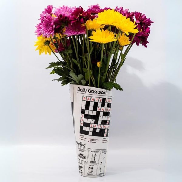 oem/odm services ban.do vintage inspired newspaper vase, retro ceramic shelf decor, unique/novelty/eclectic flower vase, newspaper affordable bulk deals