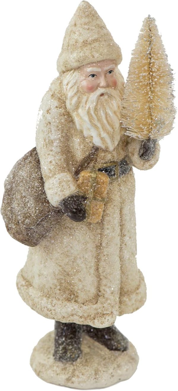 dropship from factory raz imports glittered resin santa figure (white) mass production supply
