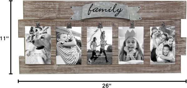bulk purchase stonebriar rustic wood collage picture frame with clips and metal detail brown 26" x 11" trade price