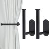 bulk purchase 2 pack adhesive curtain holdbacks curtain tie backs curtain holdbacks no drill curtain pull backs adhesive curtain hooks curtain holders for drapes (2, black) factory discount