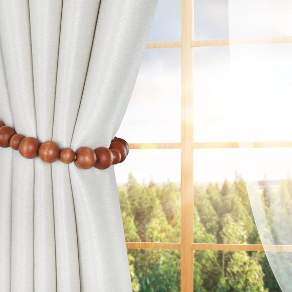bulk purchase ocioli 2 pieces curtain tieback wood bead curtain tiebacks curtain holdbacks for wall curtain ties window treatment curtain tie backs with hooks curtain pull backs (coffee,2) factory discount