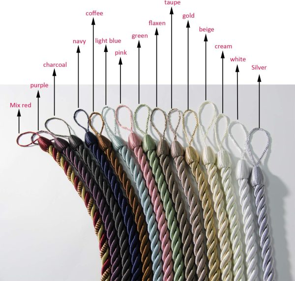 bulk purchase bel avenir curtain ropes tiebacks tie-backs, curtain handmade holdbacks with 2 metal screw hooks - white 2 pack factory discount