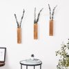 bulk purchase 3 pack wall planters for indoor plants, wood wall decor for bathroom, bedroom living room, modern farmhouse wooden pocket wall vases for dried flowers and faux greenery plants (brown) trade price