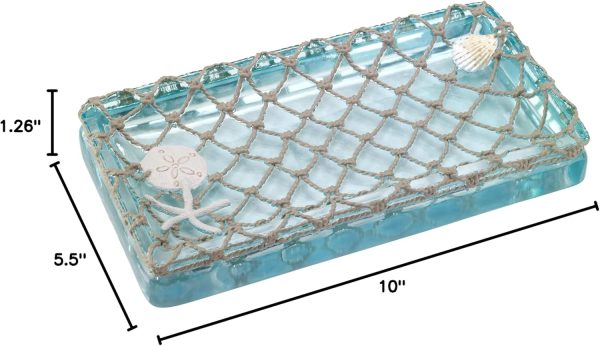 wholesale direct avanti linens - decorative tray, resin countertop organizer, beach inspired bathroom accessories (seaglass collection) bulk purchase at factory prices