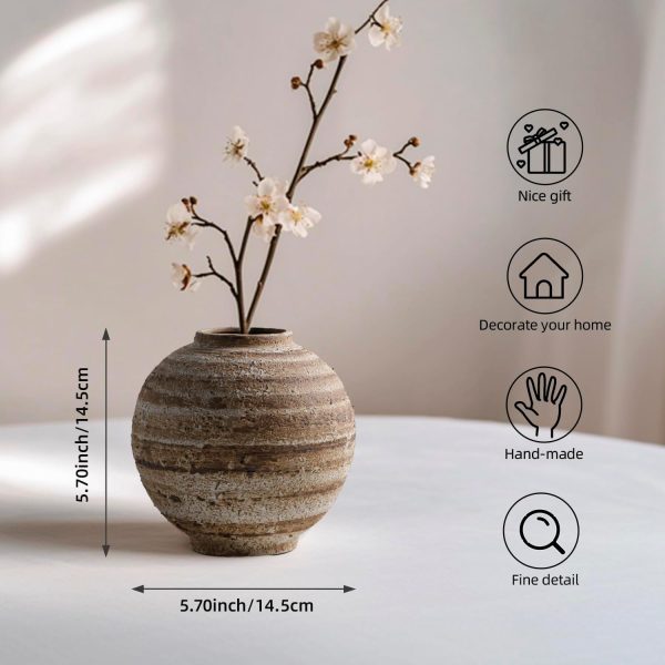 oem/odm services ceramic farmhouse vase rustic decor,pottery decorative flower vases for home decor,boho vase for table, living room,bathroom,shelf,mantel decoration,5.5 inch affordable bulk deals
