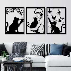 factory direct metal cat wall decor minimalist - cat wall art for living room bedroom modern minimalist wall art for women cat lovers cat gifts for cat lovers women cats mom wall decoration for porch home office volume discount