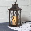 custom wholesale yakii 14" decorative candle lantern led flameless candle timer, plastic led candle & holder, indoor & outdoor hanging lights,christmas day decoration (antique copper brushed) oem/odm services