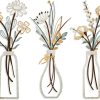 factory direct pigort 3 pieces metal flowers wall arts - rustic farmhouse decor beige minimalist flower wall decors for living room bathroom bedroom dining room-housewarming gifts (beige gold, vase-c) volume discount