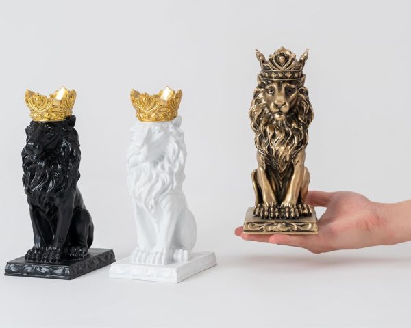 dropship from factory lion statue decor 9 inch resin, cool lion stuff to put on shelves, antique gold decor accent crown lion statue man home office desk table shelf decoration, men father leo lion gift mass production supply