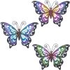 factory direct 3 pack metal butterfly wall art outdoor decor, butterflies spring wall sculpture hanging metal wall decorations for garden, patio, fence, yard, living room, bedroom volume discount