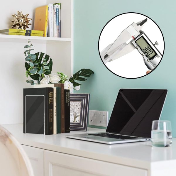 supplier direct happyhapi book ends, 8 pcs book ends acrylic bookends for shelves, clear book holder stand, non-skid decorative bookend, study book organizer for home library office, 5 x 5 x 7.3 inch wholesale prices