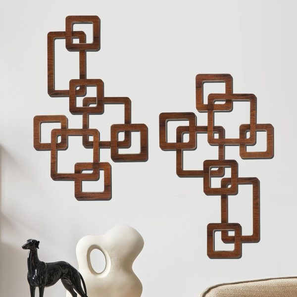bulk purchase croblissful 2 pcs wooden mid century modern wall decor 3d mid century modern elegance wall accents vintage abstract geometric panels wall art for home room(classic style,brown) trade price