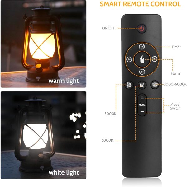 custom wholesale 2 pack vintage lantern flickering flame rechargeable led retro camping lights 4 modes remote control battery powered outdoor lamp hanging lanterns oem/odm services
