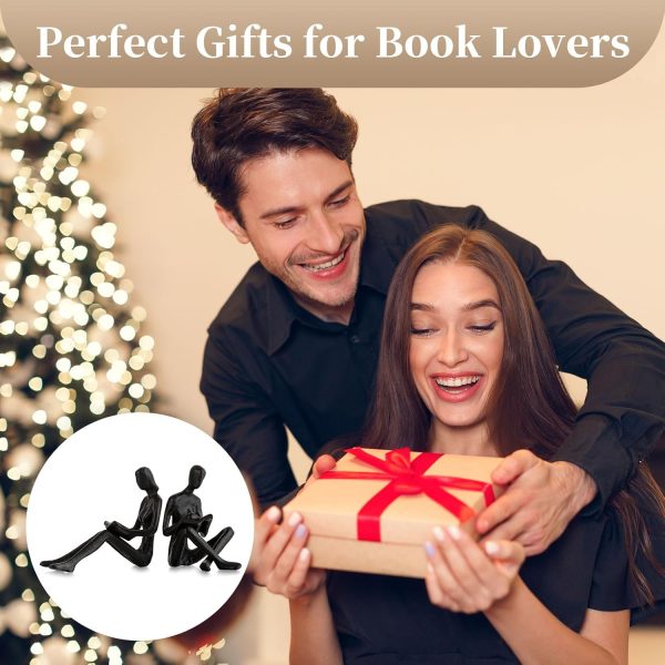 supplier direct sziqiqi book ends for shelves decorative - cast iron bookends for heavy books reading couple bookshelf decorative objects metal modern statue book stoppers sculpture gift for readers book lovers nerd wholesale prices