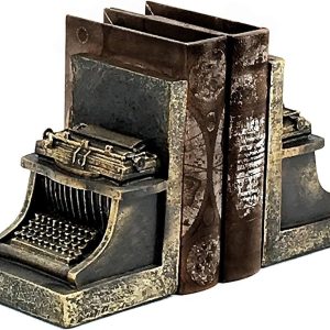 supplier direct bellaa 25747 decorative bookend typewriter royal retro book ends stopper industrial rustic vintage style classic type writer statues bookshelves home decor 7 inch wholesale prices
