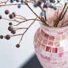 oem/odm services pink flower vase for decor - pink mosaic glass vase handmade modern decorative flower vases for home décor,table,shelf bookshelf, wedding banquet and centerpieces affordable bulk deals
