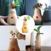 oem/odm services cat vase handmade wooden vase, home decor small vases,solid wood cat statue holding heart shaped,modern creative cat decor affordable bulk deals
