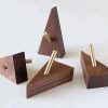competitive pricing wall hooks decorative wooden coat hooks 2.95in height, small walnut wood and golden metal hooks for hanging hats towels robe clothes keys bags, adhesive or wall mounted, 4 pcs one-stop wholesale