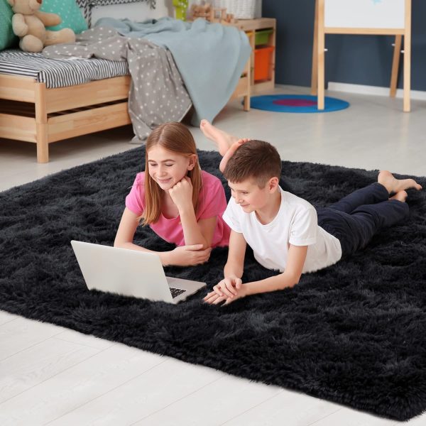 global sourcing noahas fluffy bedroom rug plush fuzzy rugs for kids room living room, soft shaggy nursery rug furry floor carpet modern indoor bedroom decor cute boys girls room rug, 2x3 feet, black oem/odm services