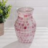 oem/odm services pink flower vase for decor - pink mosaic glass vase handmade modern decorative flower vases for home décor,table,shelf bookshelf, wedding banquet and centerpieces affordable bulk deals