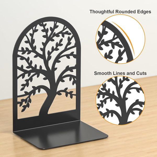 supplier direct vfine bookends 1 pair, black metal book ends, bookends for shelves, unique decorative tree book ends for shelves, book ends to hold books, book stopper, bookend for home office (style b) wholesale prices