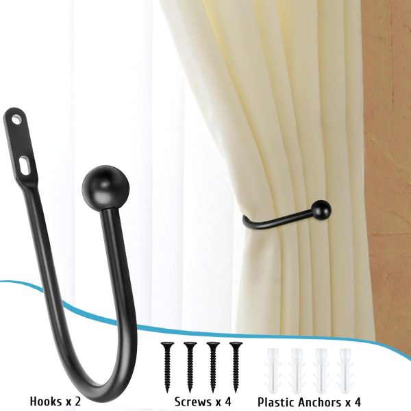 bulk purchase vrss wall mount curtain tiebacks drapery holdbacks curtain holdback hooks simple style (2pcs black) factory discount