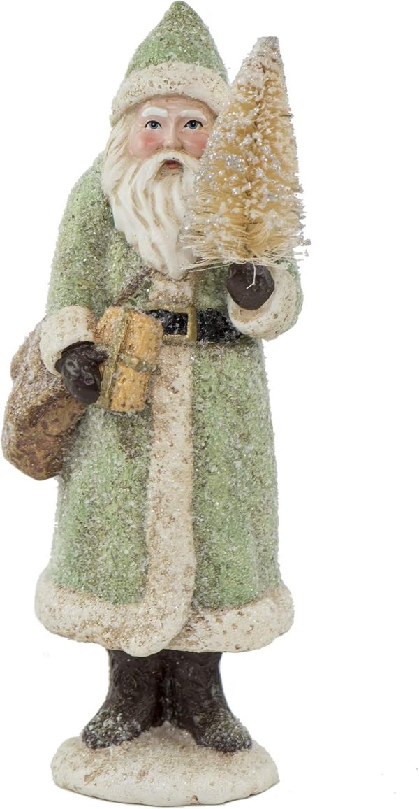 dropship from factory raz imports glittered resin santa figure (green) mass production supply