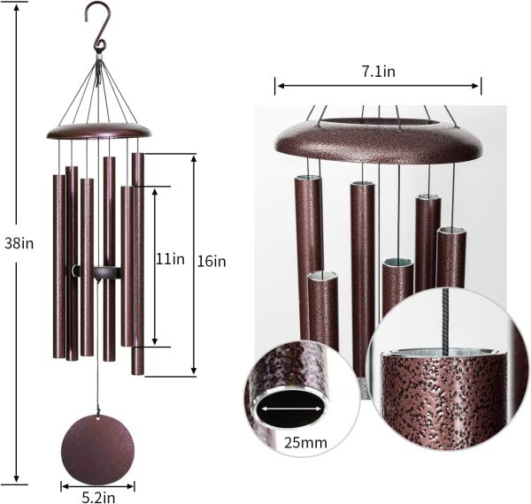 producer to buyer wind chimes for outside deep tone,38'' large memorial wind chimes outdoor,sympathy wind chimes gifts for mom/grandma, christmas, bronze discounted pricing
