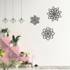 factory direct moxweyeni 3 pieces metal flowers wall decoration, metal rustic wall art decoration farmhouse wall decorations multiple floral hanging decoration for bathroom home office(black, modern style) volume discount